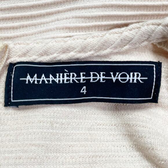 MANIERE DE VOIR Women’s Cream Built In Wire Bra Ribbed Bodysuit 4 UK 0 US XS - Picture 7 of 8